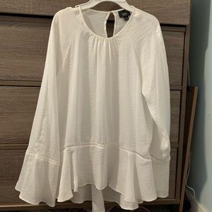 White blouse with flowy sleeves